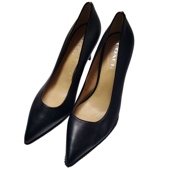 Coach Waverly Leather Pumps w/ Bead Chain Accents - Women's Size 10 - Picture 2 of 10